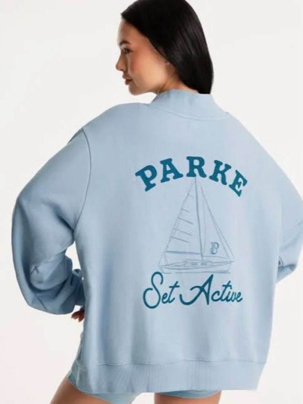 Parke set active collab Light Blue Relaxed mock neck - Picture 2 of 3